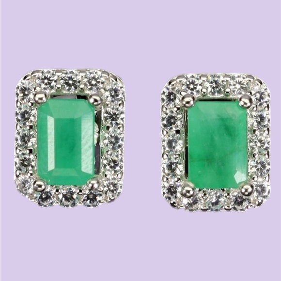 Super classy Genuine Emerald stud earrings.